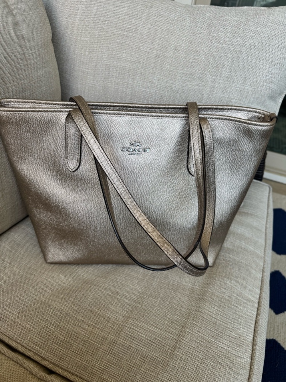 Coach Metallic Rose Gold Tote - Picture 4 of 15